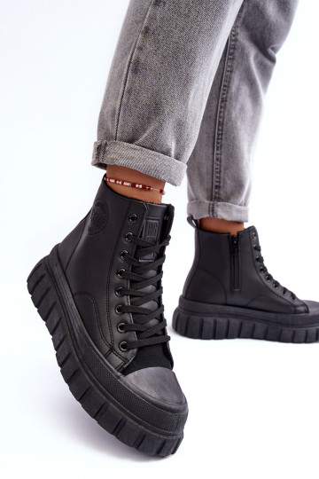 Eko odos sportbačiai su užtrauktuku Big Star MM274625 juodi 2