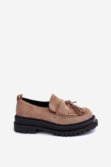Moteriški zomšiniai loafers Moccasins Beige Ramvli
