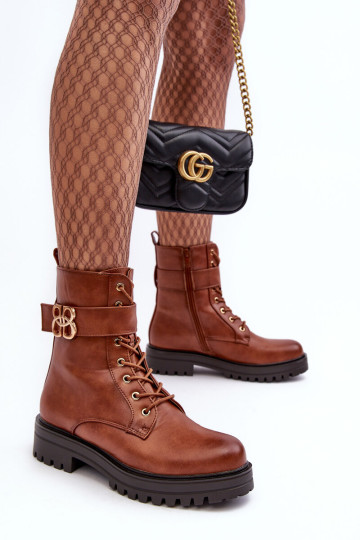 Moteriški darbiniai batai su užtrauktuku su rudos spalvos... 2