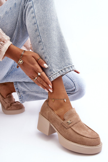 Moteriški zomšiniai aukštakulniai smėlio spalvos Afnira 2