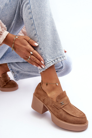 Moteriški zomšiniai aukštakulniai tamsiai smėlio spalvos... 2