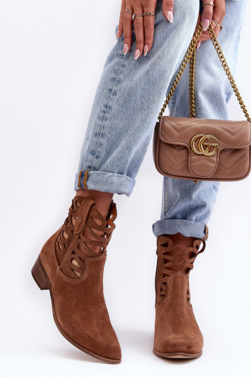 Moteriški odiniai suvarstomi batai rudi Lewski 3329