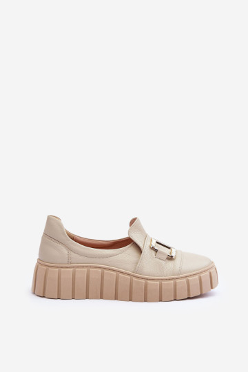 Moteriški odiniai pusbačiai ant platformos Beige Lewski 3398
