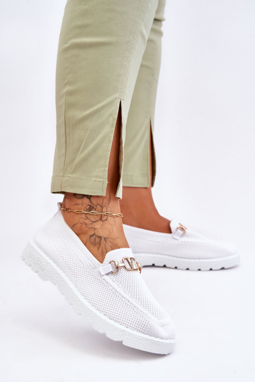 Moteriški bateliai su puošmena Alena balti 3