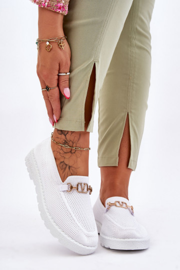 Moteriški bateliai su puošmena Alena balti