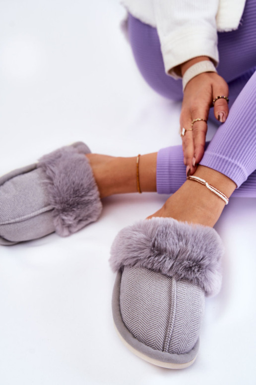 Šiltos šlepetės su kailiu Franco pilkos 3