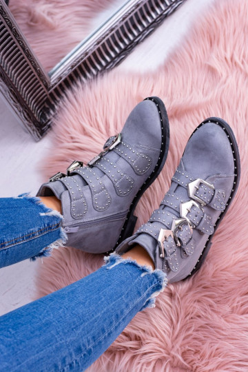 Lu Boo Tamsiai pilka Virdžinijos roko žvaigždė Batai Kniedės Sagtys Zomša