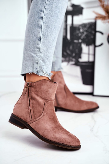 Moteriški kaubojiški batai plokščiakulniai chaki plemmi