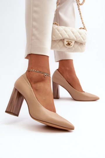 Elegantiški pumpurai ant dekoratyvinio aukštakulnio Sergio Leone PB217 tamsiai smėlio spalvos 2