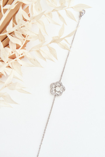 Subtili moteriška sidabrinė apyrankė su gėle