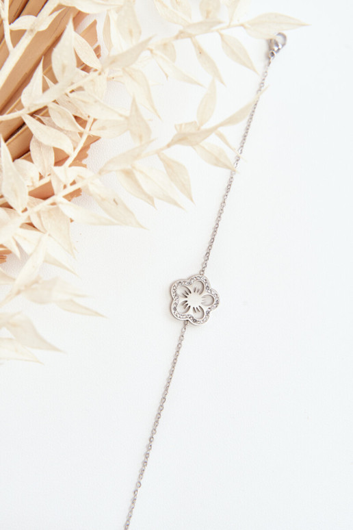 Subtili moteriška sidabrinė apyrankė su gėle