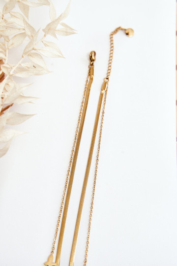 Moteriška gyvatės grandinėlė su drugeliais, auksinė