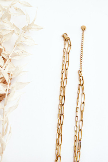 Auksinė dviguba grandinėlė su dobilais ir drugeliais