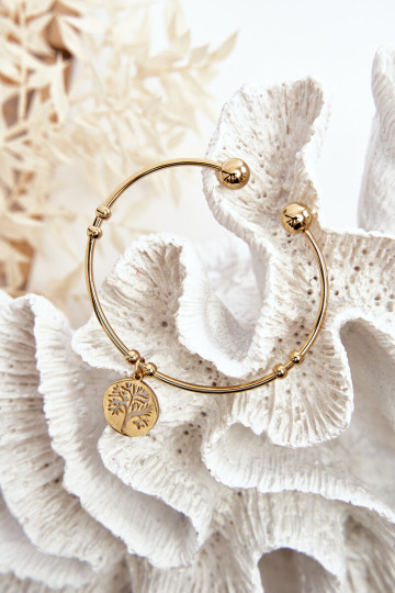 Moteriška užsegama plieno medžio apyrankė, auksinė