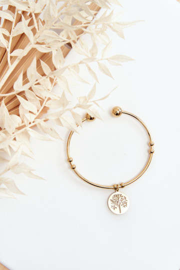 Moteriška užsegama plieno medžio apyrankė, auksinė 2