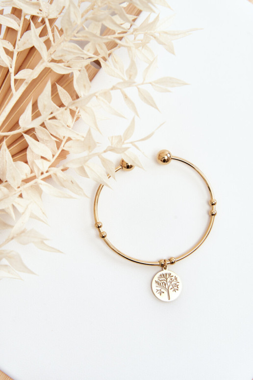 Moteriška užsegama plieno medžio apyrankė, auksinė