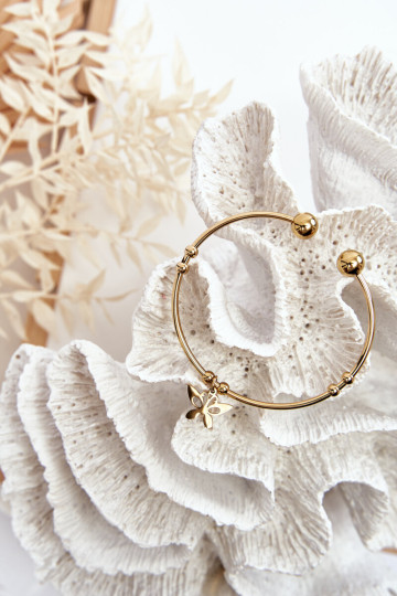 Moteriška prisegama plieninė drugelio apyrankė, auksinė