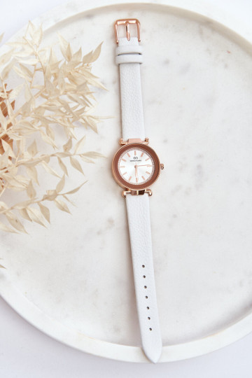 Klasikinis Giorgio&Dario moteriškas odinis laikrodis baltas