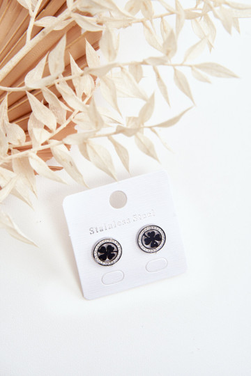 Nerūdijančio plieno sidabro dobilų auskarai