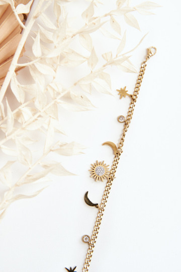 Madinga auksinė apyrankė su mėnuliu ir saule