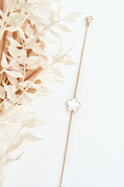 Madinga moteriška apyrankė su balto ir juodo aukso gėlėmis