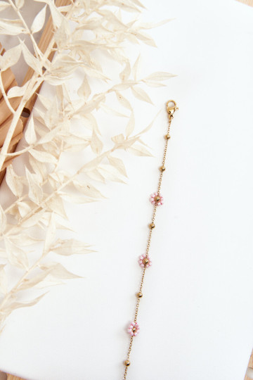 Apyrankė su rožinėmis aukso gėlėmis