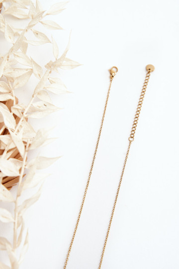 Moteriška auksinė grandinėlė su apskritimu ir dobilais