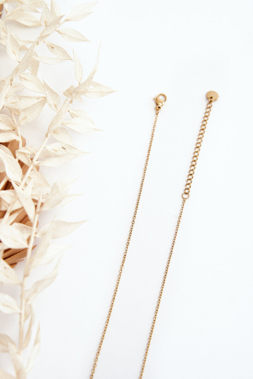 Moteriška auksinė grandinėlė su apskritimu ir dobilais