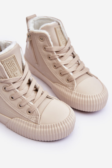 Izoliuoti vaikiški sportbačiai su užtrauktuku Big Star MM374012 šviesiai smėlio spalvos