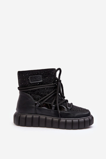 Izoliuoti sniego batai, dekoruoti kalnų krištolais GOE MM2N4080 juodi