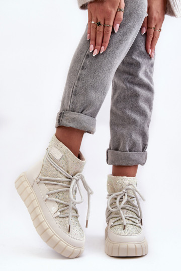 Izoliuoti sniego batai, dekoruoti kalnų krištolais GOE MM2N4081 smėlio spalvos 2