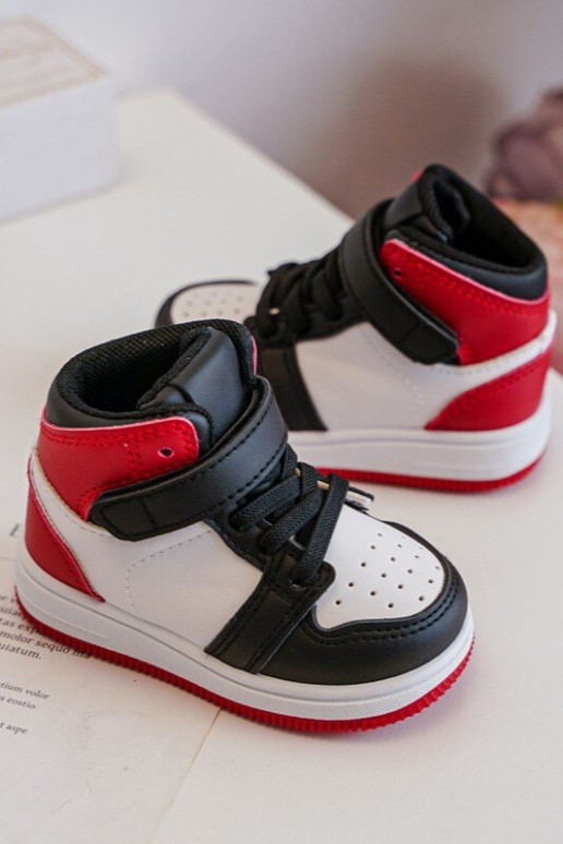 Aukšti vaikiški sportiniai bateliai, balti ir raudoni Tereditas