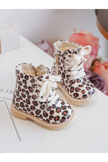 Izoliuoti vaikiški kulkšnies batai su užtrauktuku, smėlio ir rudos spalvos Dolida 2