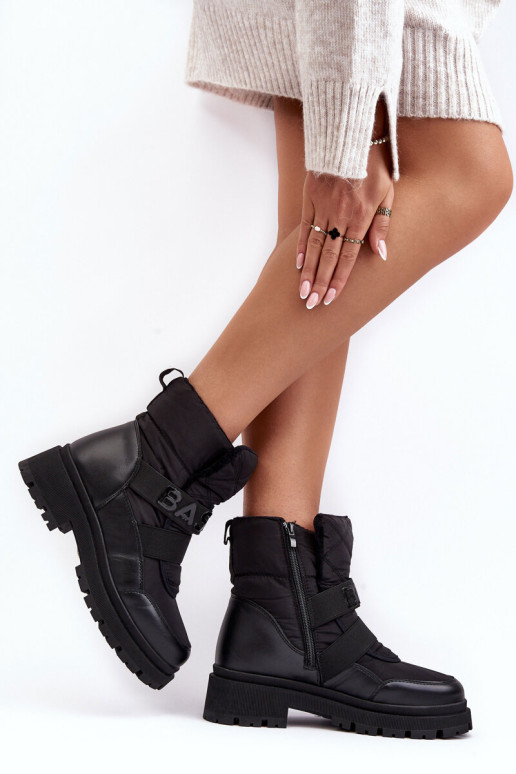 Moteriški izoliuoti sniego batai su užtrauktuku juodi Zeva