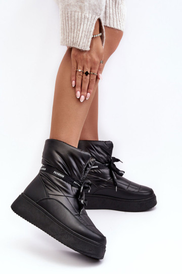 Moteriški sniego batai su dekoratyviniu suvarstymu juoda Siracna