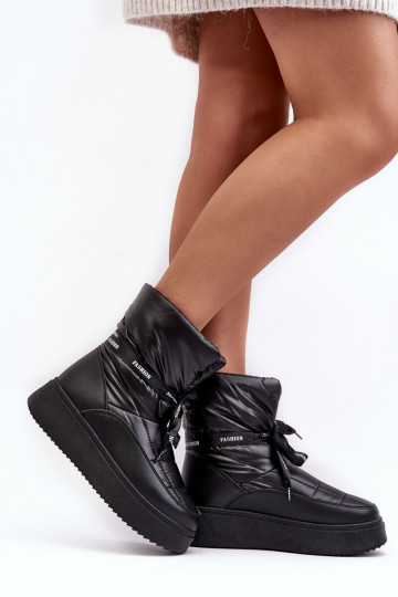 Moteriški sniego batai su dekoratyviniu suvarstymu juoda Siracna 2