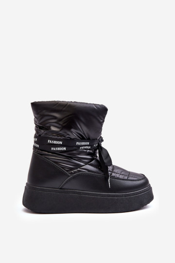 Moteriški sniego batai su dekoratyviniu suvarstymu juoda Siracna