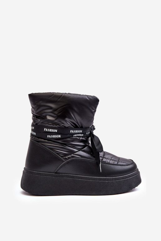 Moteriški sniego batai su dekoratyviniu suvarstymu juoda Siracna