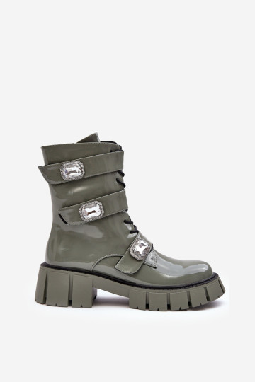 Moteriški darbiniai batai Patent Green S.Barski MR870-61