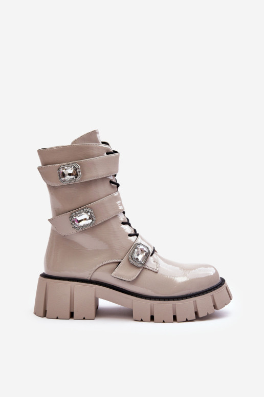 Moteriški darbiniai batai, patentuoti šviesiai pilki S.Barski MR870-61