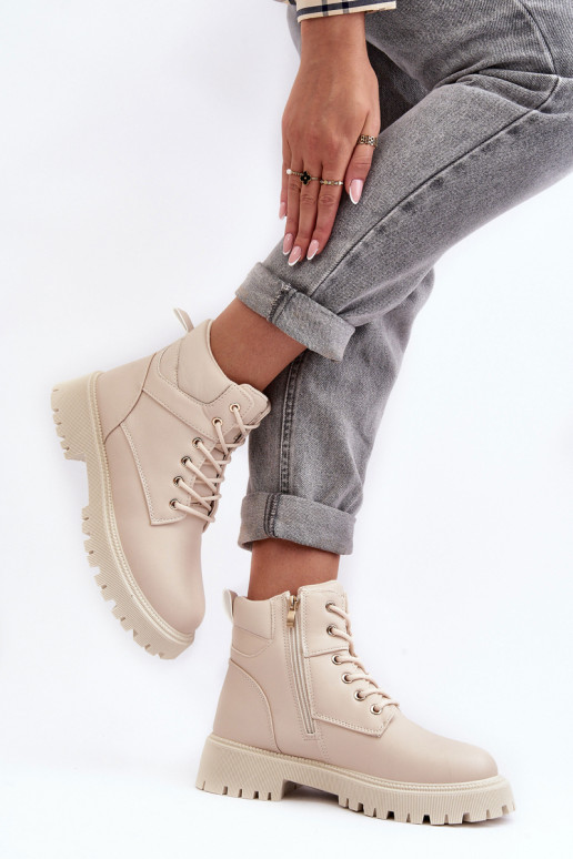 Moteriški, izoliuoti batai su užtrauktuku Beige Gremiva