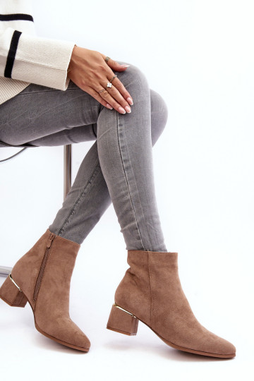 Zomšiniai moteriški aukštakulniai batai smėlio spalvos Mebassa 2