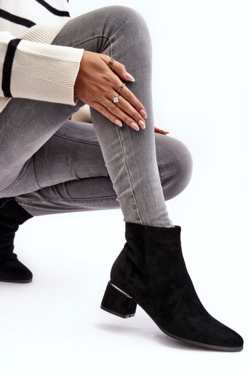 Zomšiniai moteriški aukštakulniai batai juodi Mebassa 2