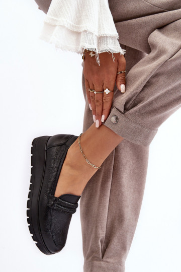 Odiniai platforminiai batai su puošmena, juoda Lemar Lehira 2