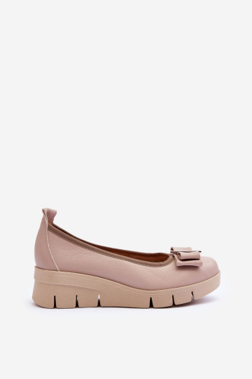 Odinės balerinos ant platformos su dekoracija, Beige Lewski 3384
