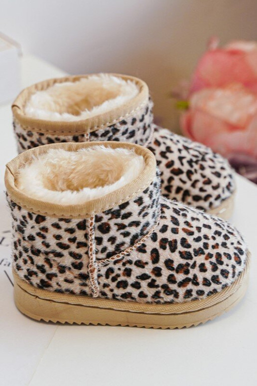 Vaikiški izoliuoti sniego batai Beige Gooby - Leopardo raštas