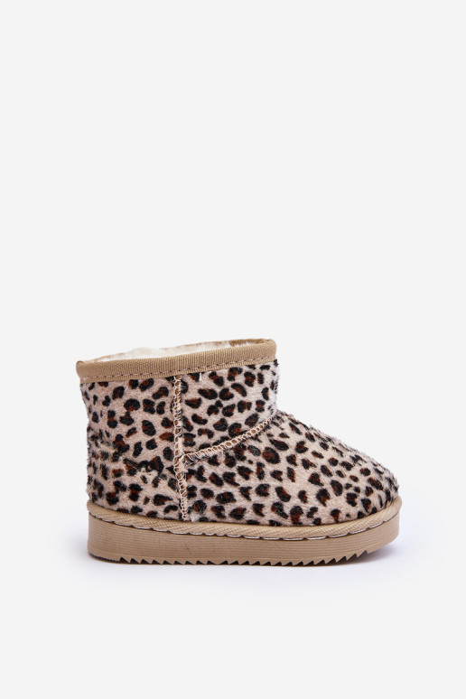 Vaikiški izoliuoti sniego batai Beige Gooby - Leopardo raštas