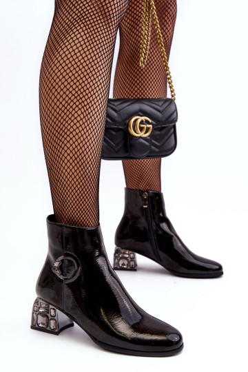 Patentuoti moteriški kulkšnies batai su dekoruotais aukštakulniais D&A MR870-93 juodi