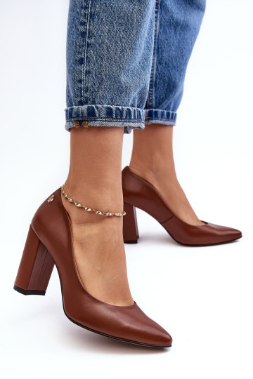 Odiniai pompos ant aukštakulnio Laura Messi 2624/ 237 Brown