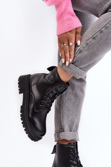 Odiniai suvarstomi kulkšnies batai Black Big Star MM274375